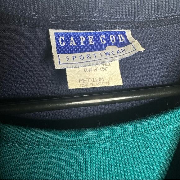 Vintage Cape Cod Faux Cardigan Sweater, Plaid, Button Front, Blue, MEDIUM, USA - Picture 6 of 8